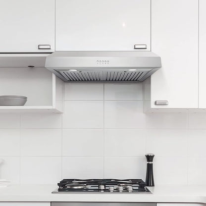 COSMO UC30 29.5 in. Ducted Under Cabinet Range Hood, Kitchen Over Stove Vent, 3-Speed Fan, Permanent Filters, LED Lights in Stainless Steel, 30 inch