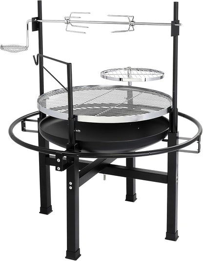 Outdoor Round Barbecue Grill,Commercial Portable Charcoal Grills,Large Metal Charcoal Portable Barbecue Grill,Camping Smoker BBQ Grill,with Legs,for Picnic Garden Patio Backyard (Black)