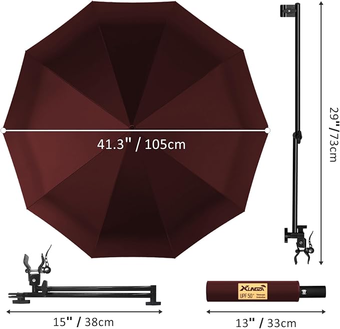 XLINGZA UPF 50+ Beach Umbrella with Adjustable Universal Clamp