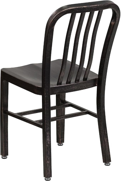Flash Furniture Gael Commercial Grade 2 Pack Black-Antique Gold Metal Indoor-Outdoor Chair