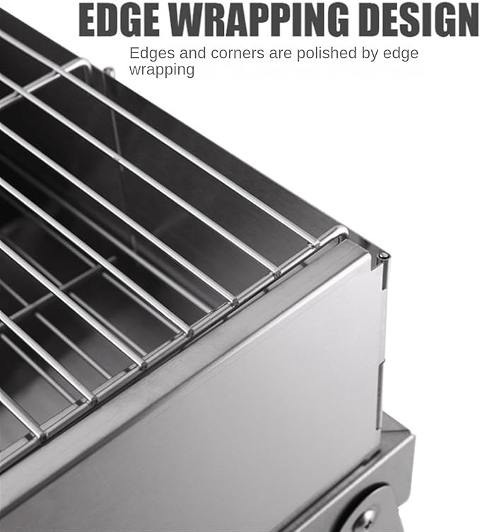 Barbecue Charcoal Grill Stainless Steel Folding Barbeque Grill Outdoor Indoor Charcoal Grill Portable for Camping Charcoal BBQ Grill