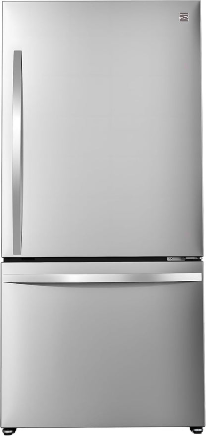 Kenmore 22.3 cu. ft. 31" Bottom Freezer Refrigerator - FPR Stainless Steel | Ice Maker, Adjustable Glass Shelving, Crispers Drawers, LED Lighting, Fingerprint Resistant SS, ENERGY STAR Certified