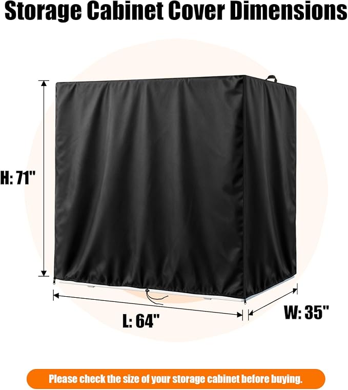 Kasla Outdoor Storage Cabinet Cover, 64"L×35"W×71"H | Heavy-Duty and Waterproof, Fits Storage Shelf, Storage Shed, Deck Box for Kitchen Patio Garden Organization and Storage
