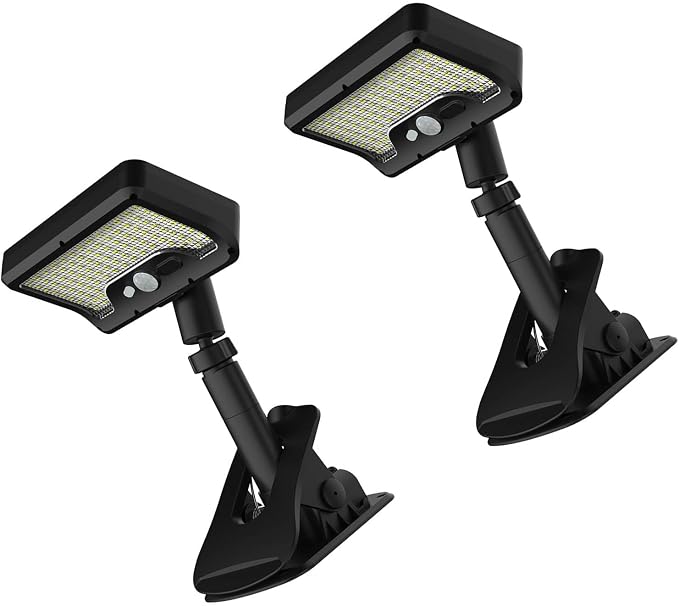 2 Pack Solar Clamp Lights Outdoor,3 Color Modes,LED Street,Grill for Grill, Rechargeable ABS+PS Texture for Camping Garden Pathway Solar