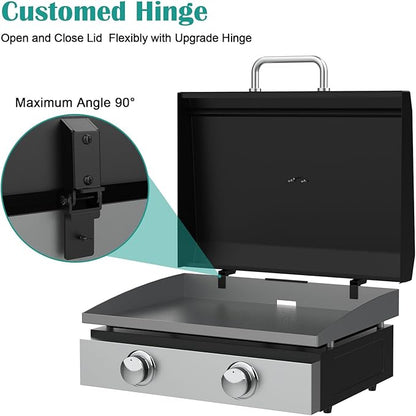 Upgraded Griddle Hinged Lid for 22" Blackstone 1666 1813 1833 1842 2144 1891 2203 2304 2271 1935 and More, Hard Cover Hood with Thermometer for Blackstone 22 Inch Griddle Accessories