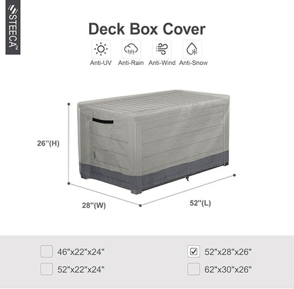 Patio Deck Box Cover Waterproof Outdoor Rectangular Storage Bench Cover 52L x 28W x 26H inch