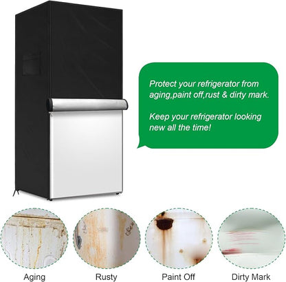 Outdoor Refrigerator Cover Outdoor Dustproof Freezer Covers for Protecting Upright Freezers/Beverage Refrigerator Compact 5-7.5 Cubic Foot Freezer (Black, 23" x 23"x 56")