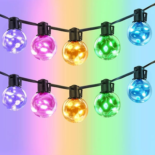Outdoor String Lights USB Plug-in,30ft 20 Color Changing LED Bulbs | 220+ Scene Modes, Dimmable, Remote & App Control, Shatterproof Globe Bulb Waterproof for Patio Backyard Balcony Bistro Decor
