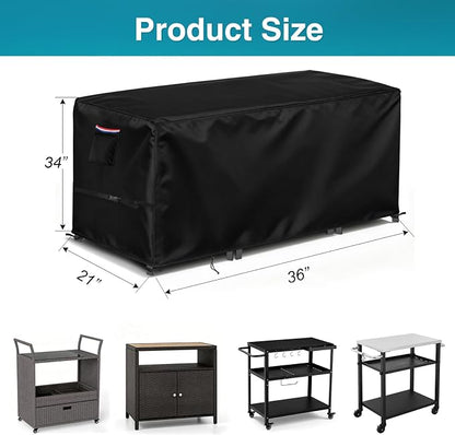 TheElves Table Cover 36"x21"x34" for GVGBUK Feasto Grill Cart, Tangkula Bar | Waterproof Dustproof Weather Protection Outdoor Table Cover for Prep Table, Side Table, Grill Cart, Bar Cabinet, Dining Table