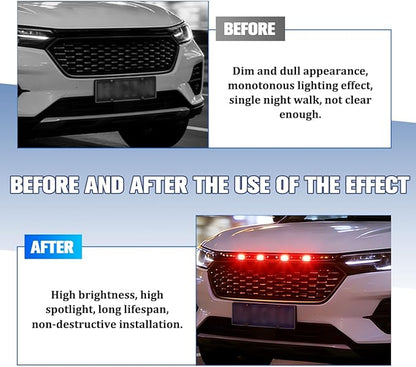 HZEL 4PCS Car Grille Lights, Bright Vehicle Front Grill Trim DRL Lamp with Wiring Harness, Waterproof Auto Exterior Grille Bumper LED Running Light, Compatible with F150 F250 F350 (Red)