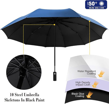UPF 50+ Beach Umbrella with Adjustable Universal Clamp