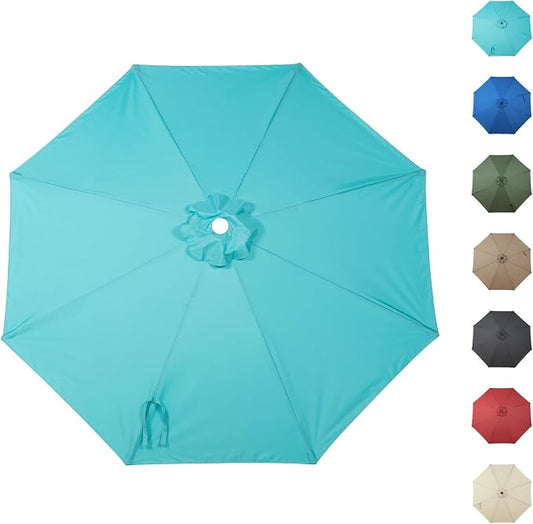 COWVIE Umbrella Canopy Replacement for 8 Ribs Patio Umbrella, Outdoor Table Parasol Replacement for Yard, Canopy Only