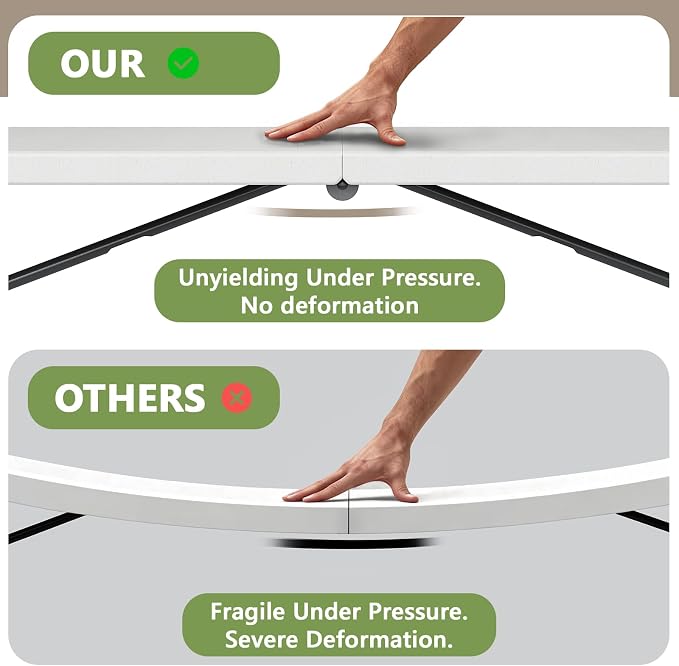 2 Pack 8FT Folding Table, Foldable Picnic Table with Carrying Handle, Heavy Duty Fold-in-Half Portable Table for Weddings, Camping, RV Travel, Parties, and Indoor Use, Easy to Fold and Store, White