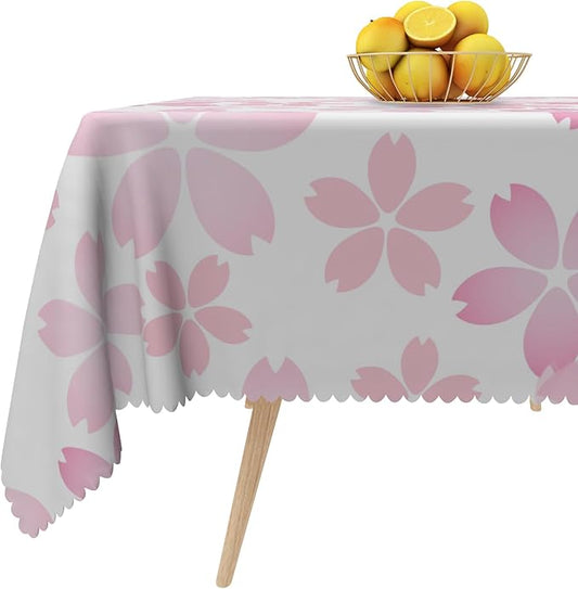 Cherry Blossom Square Tablecloths Pink Flowers Japanese Spring Floral Tablecloth Dining Table Cloth Table Cover for Home Kitchen Dining Room Outdoor Camping Party Picnic 60x60 Inch