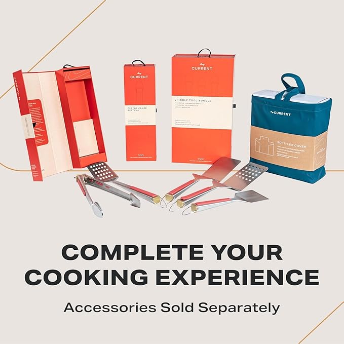 Current® Model G Griddle, Smart Electric Outdoor Flat Top BBQ Grill with 200°F to 600°F Range for Searing & Roasting, Digital Precision, Apartment-Friendly & Weather-Resistant, Onyx