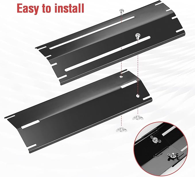 Adjustable Porcelain Steel Heat Plate Shield, Heat Tent Grill Parts for Charbroil Nexgrill, Backyard Grill, Brinkmann, Burner Cover Replacement for Gas Grills Extends from 11.7" up to 21" L, 4 Pack
