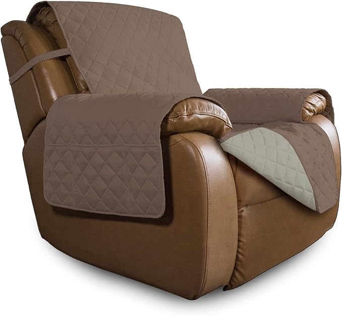 Easy-Going Reversible Couch Cover, Oversized Recliner, Brown/Beige | Machine Washable Slipcover For Dogs, Water Resistant Furniture Mat For Living Room, Non-Slip Sofa Cover, Pet Friendly