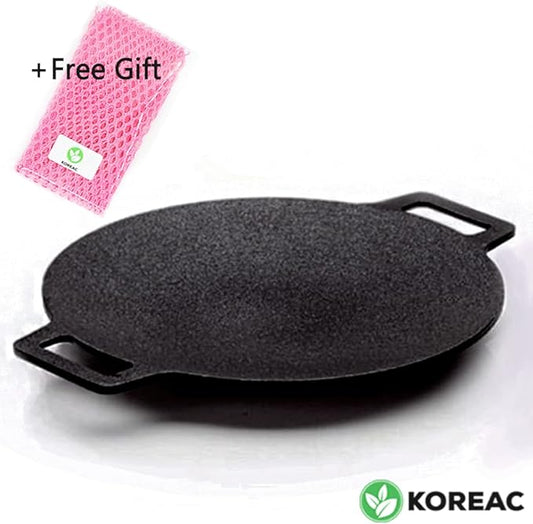 _Korean BBQ Non-stick Grill_ Circular size 14.2 inches [Round Griddle Pan 14.2in + Bag] Natural Material 6 Layer Coating/We can use it at home or outside._Made in Korea.