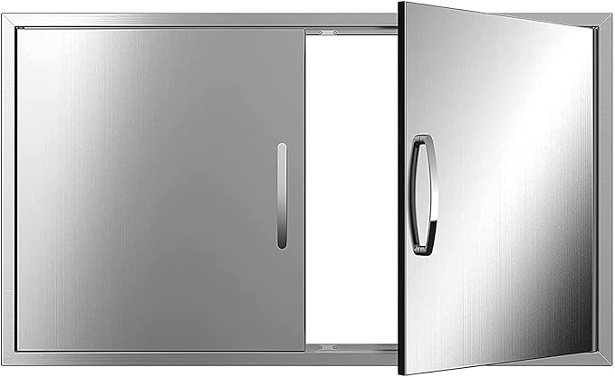 Outdoor Kitchen Doors 36W x 21H Inch, Double BBQ Access Doors 304 Stainless Steel for Outdoor Kitchen Cabinet Grill Station or BBQ Island