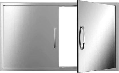 Outdoor Kitchen Doors 36W x 21H Inch, Double BBQ Access Doors 304 Stainless Steel for Outdoor Kitchen Cabinet Grill Station or BBQ Island