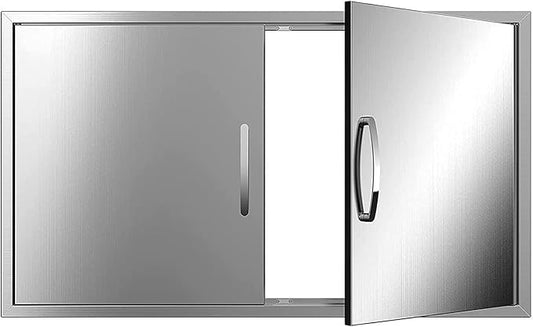 Outdoor Kitchen Doors 36W x 21H Inch, Double BBQ Access Doors 304 Stainless Steel for Outdoor Kitchen Cabinet Grill Station or BBQ Island