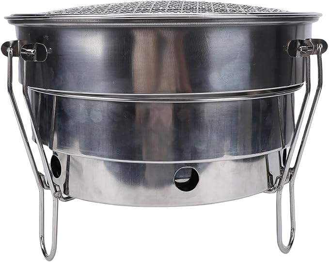 RiToEasysports Charcoal Grill, Portable Stainless Steel BBQ Grill for Camping, Backyard BBQ and Outdoor Cooking (CW305 28)