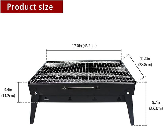 Portable Stainless Steel Grill, Home Charcoal Grill and Outdoor Folding Grill, Perfect for Traveling, Outdoor Cooking and BBQ, Camping, Picnics.