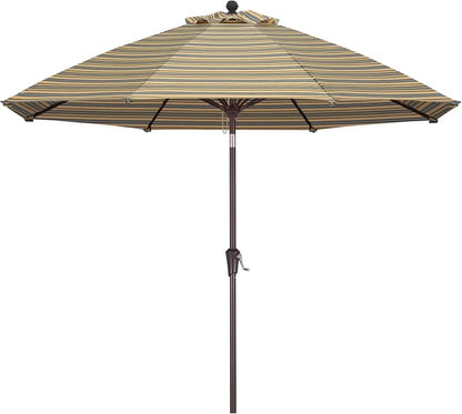 ABCCANOPY OLEFIN® 5-Year No Fading 9FT Patio Umbrella(Gray Yellow Stripe) | Fade & UV Resistant Fabric,8 Fiberglass Ribs，Wind Vent，Crank Lift & Tilt,Outdoor Table Umbrella for Deck,Backyard,Yard