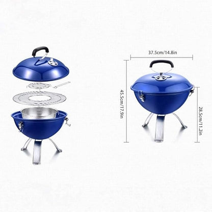 Portable Charcoal Grill Barbecue Charcoal Grill Stainless Steel Round Outdoor Barbecue BBQ Grill Enamel Stove for Cooking Picnic Charcoal BBQ Grill(Color:Purple)