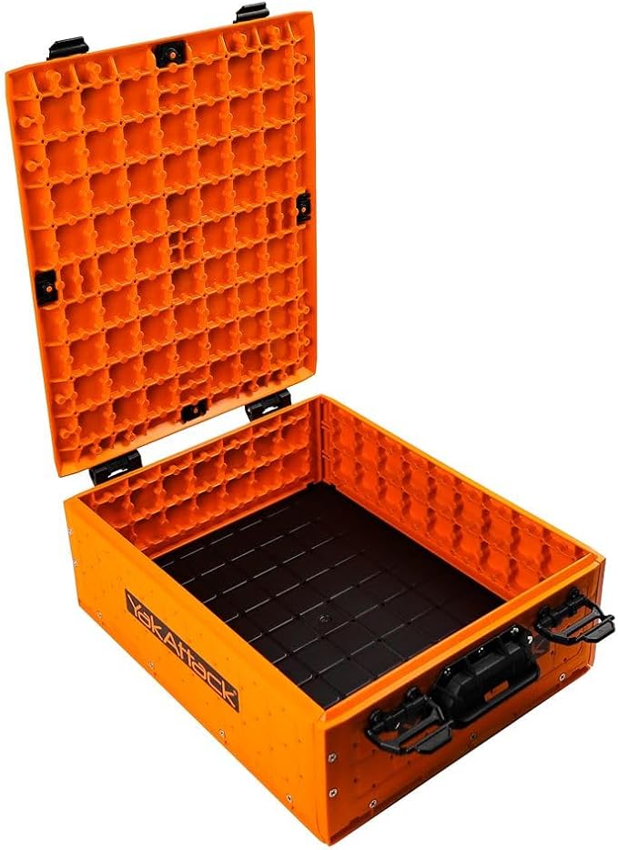 YakAttack ShortStak Solo Storage Box - Size & Color Options | Standalone Low-Profile Crate with Lid, Hinges & Latches | GridLoc Mounting Panels | Slider Feet for Under-Seat Use | Made in USA