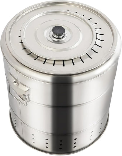 Stainless Steel Smokeless Barbecue Surround Charcoal Grill, 28 Kabob Skewer Portable Charcoal BBQ Charcoal Barrel Smoker with Grilling Accessories Set for Camping, Backyard & Home BBQ INGRILL