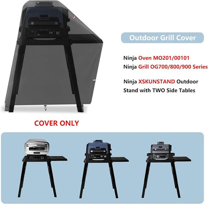 Grill Cover for Ninja XSKUNSTAND Outdoor Stand with One Side Tables,Compatible with Artisan Pizza Oven MO201,Ninja Woodfire Collection OG700,OG800, OG900, & OO100 Series(Cover Only)