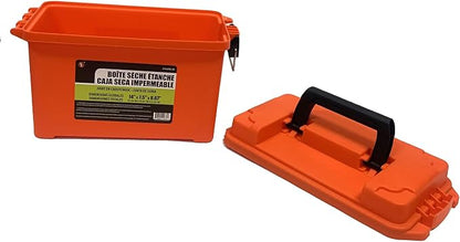 SE Waterproof Dry Box with Detachable Lid – 14" x 7.5" x 8.67" Orange Storage Case with Rubber Gasket Seal, Snap Closures & Handle for Camping, Boating, Fishing Gear & Outdoor Protection - 87466DBL-OR