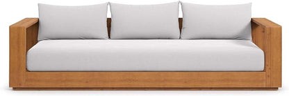 Modway Tahoe Acacia Wood Outdoor Patio Sofa in Natural Light Gray with Weather-Resistant Cushions - Ideal as a Porch Couch or Sunroom Sofa