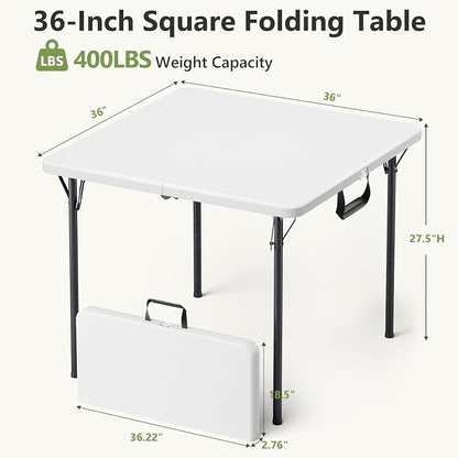 Folding Table and Chairs Set for 4, 5 Piece Card Table Set with 36" Square Foldable Table & 4 Padded Folding Chairs, Portable Indoor Outdoor Dining Table Set for Picnic, Camping, RV, Game Night, Patio