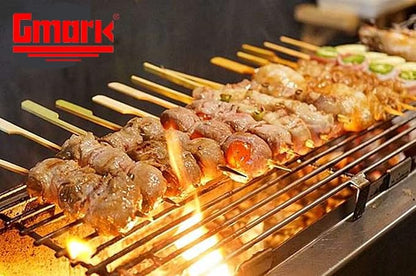 Gmark 100 Count Bamboo Paddle Skewers, 7 Inch Natural Flat Wooden BBQ Picks, Biodegradable Kabob Sticks for Grilling, Appetizers, Fruit, Meat & Shish Kebabs GM1032A