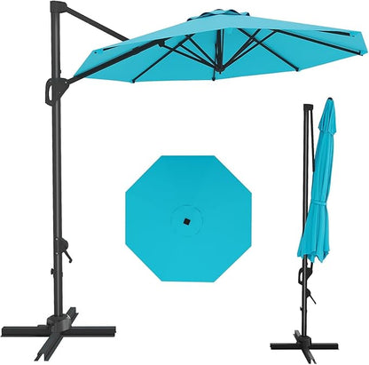 GarveeLife 10FT Patio Umbrella Outdoor Large Cantilever Umbrella Market Sun Shade Windproof Offset Umbrella with 360-Degree Rotation for Garden Deck Pool Patio