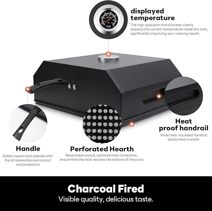 Outdoor pizza oven, a convenient pizza oven with a handle for grilling, suitable for use in courtyards and gatherings (pizza)