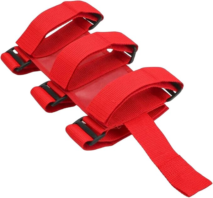 Ohleats Roll Bar Fire Extinguisher Holder, Adjustable Fire Extinguisher Mount Strap with American Flag Pattern, Car Accessories Fixed Belt for Wrangler JK JKU TJ CJ (No Pattern, Red, 1 PCS)
