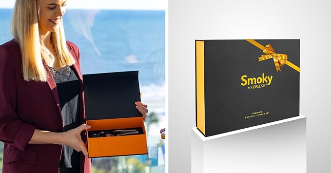 NOBLESIP® New Whiskey Smoker 𝗣𝗥𝗘𝗠𝗜𝗨𝗠 Electric Kit. Innovative Automatic Smoking, no Torch Needed. Easily Make Aromatic Smoked Cocktails, Bourbon, Old Fashioned. Smoky E
