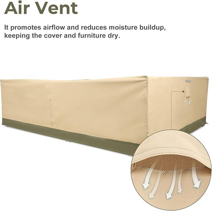 BPS Patio Furniture Cover for Outdoor Table and Chairs, 600D Waterproof and Anti-UV Patio Sectional Set Cover for Outside General Purpose Furniture, 130''L x 88''W x 32''H