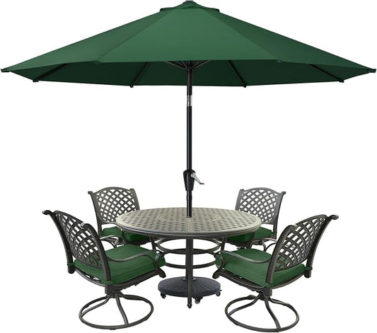 MASTERCANOPY 9ft Patio Umbrella with Tilt & Crank, Forest Green | 8 sturdy ribs;UV/water resistant;Vent;easy setup;for garden/deck/backyard/pool