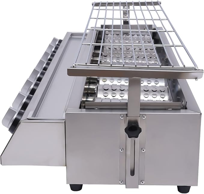 Commercial Barbecue Grill, 8 Burners BBQ LPG Tabletop Gas Grill w/Steel Shield Gas Grill Griddle Patio Garden Barbecue Grill with Adjustable Height for Party Backyard BBQ