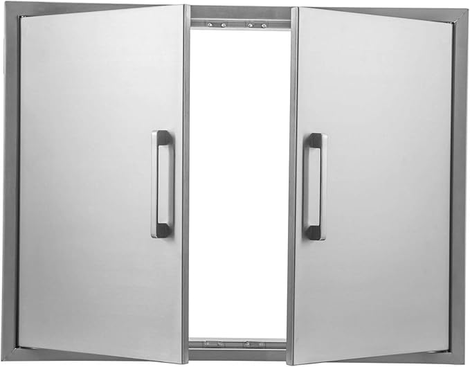 Outdoor Kitchen Doors Stainless Steel,31" W by 24" H Double Access Door,Flush Mount for Outdoor Kitchen and BBQ Island