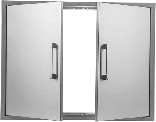 Outdoor Kitchen Doors Stainless Steel,31" W by 24" H Double Access Door,Flush Mount for Outdoor Kitchen and BBQ Island