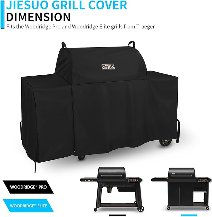 Grill Cover for Traeger Grills BAC776 Woodridge Pro and Traeger Woodridge Elite Grills, Special Zipper Design