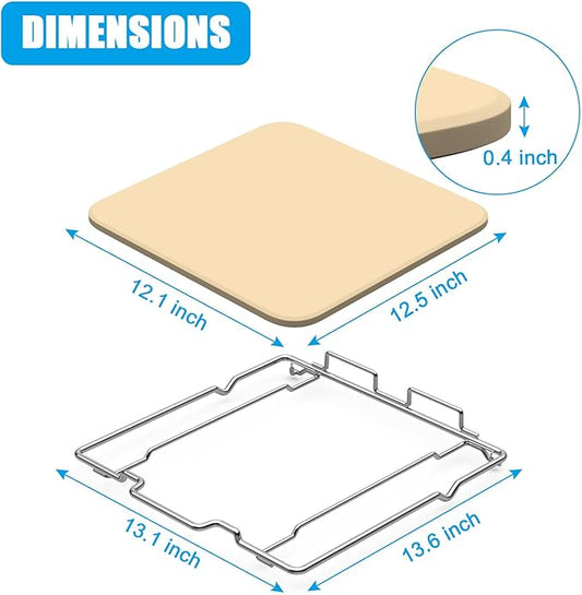 Outspark Pizza Stone with Rack for Ninja Woodfire OO101 8 in 1 Outdoor Pizza Oven, Baking Stone Set for Oven and Grill Cooking, Pizza Oven Accessories for Ninja OO100 Series