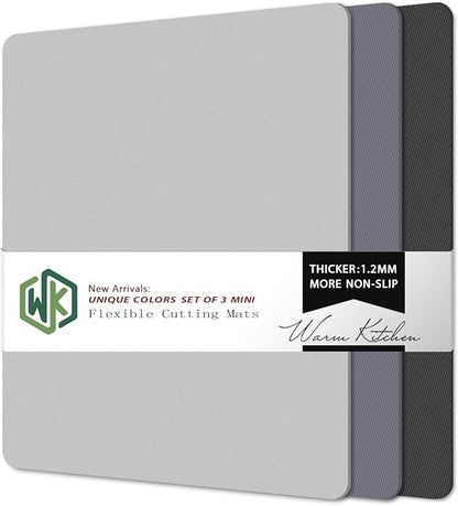 WK Small Flexible Plastic Cutting Boards for Kitchen Set of 3, Non Slip Cutting Mats for Meat, Mini Cutting Board Mats, BPA Free, Dishwasher Safe, 7.3x11.5"