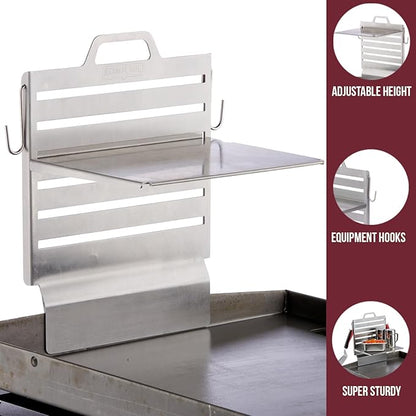 Chef Master Adjustable BBQ Griddle Shelf – Outdoor Organizer & Condiment Holder for Tools, Utensils & Grilling Accessories for Camping, Tailgating & Backyard Cooking 90260 (16.5" x 11.5" 1.5")
