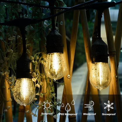 SUFEIMAS Outdoor String Lights Waterproof 100FT Commercial for Patio Market | Connectable Heavy Duty Outside Lighting IP65, 32 Dimmable Plastic Edison Bulbs For Backyard Bistro Garden Porch Fence Balcony